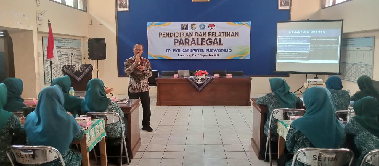 Kader PKK Kabupaten Purworejo Ikuti Pendidikan dan Pelatihan Paralegal, Bahas Gender, Minoritas, dan Kelompok Rentan
